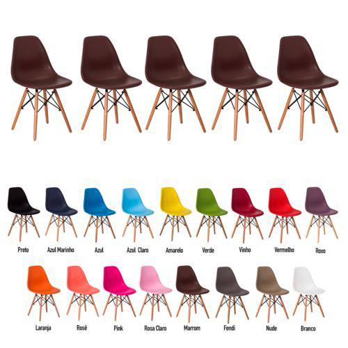 5 Cadeiras Eiffel Eames Dsw Várias Cores - (marrom)