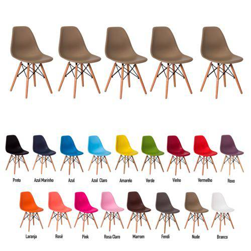 5 Cadeiras Eiffel Eames Dsw Várias Cores - (nude)