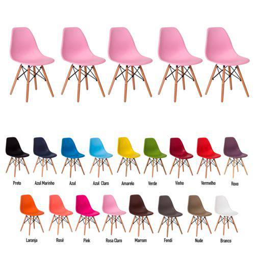 5 Cadeiras Eiffel Eames Dsw Várias Cores - (rosa Claro)