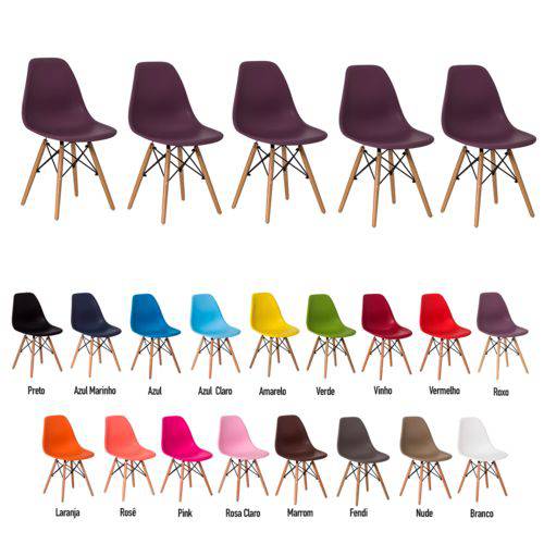5 Cadeiras Eiffel Eames Dsw Várias Cores - (roxa)
