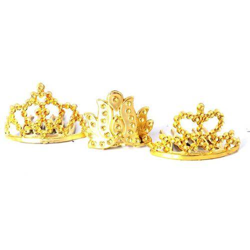25 Mini Coroa de Princesa Pente - Dourada
