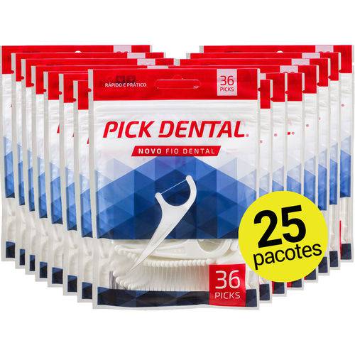25 Pick Dental - Fio Fita OralB Floss Original com Cabo Haste e Palito ( 900 Unidades )