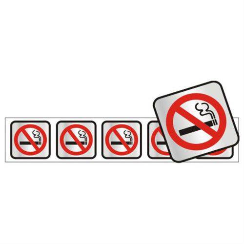 5 Placas de Alumínio Auto-Adesiva 5x5cm Proibido Fumar - 100 CH - SINALIZE