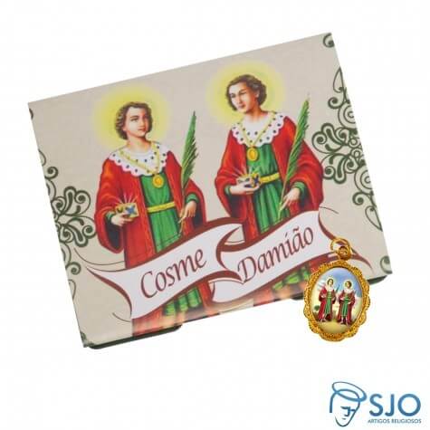 50 Cartões com Medalha de São Cosme e Damião | SJO Artigos Religiosos