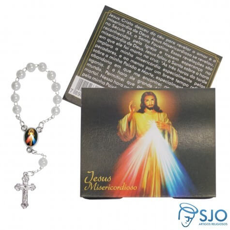 50 Cartões com Mini Terço de Jesus Misericordioso | SJO Artigos Religiosos