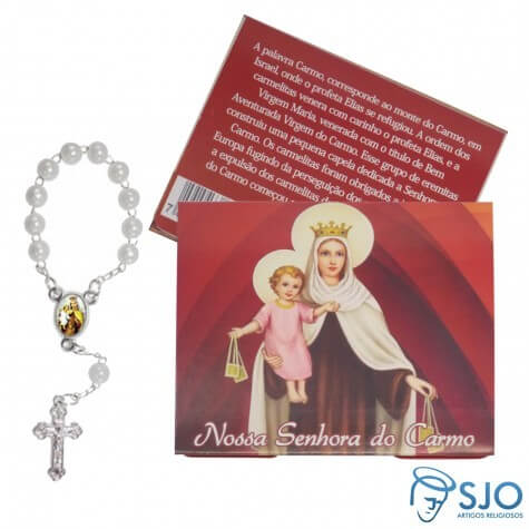 50 Cartões com Mini Terço de Nossa Senhora Carmo | SJO Artigos Religiosos