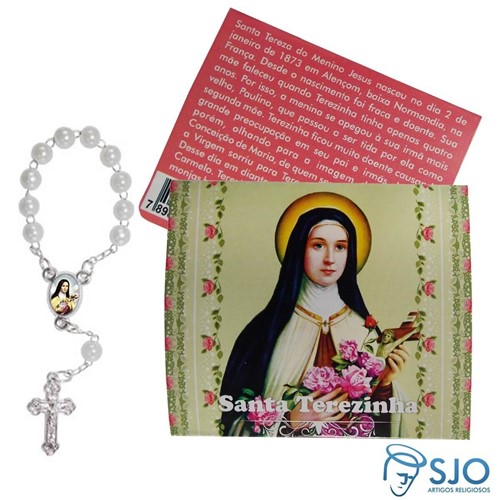 50 Cartões com Mini Terço de Santa Terezinha | SJO Artigos Religiosos