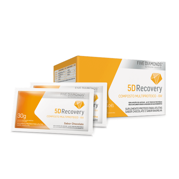 5D Recovery - 420g Whey Protein - Multiproteico 6W - 14 Sachês Chocolate