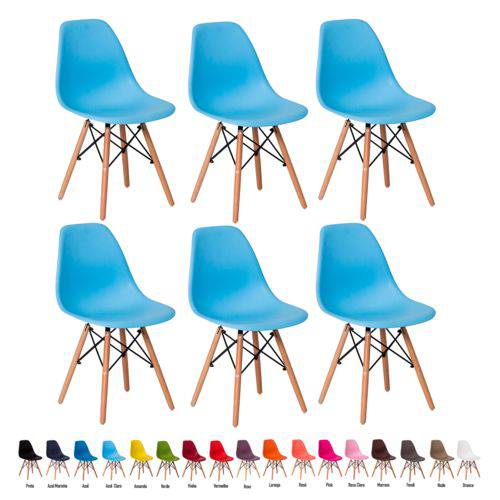 6 Cadeiras Eiffel Eames Dsw Várias Cores - (azul Claro)