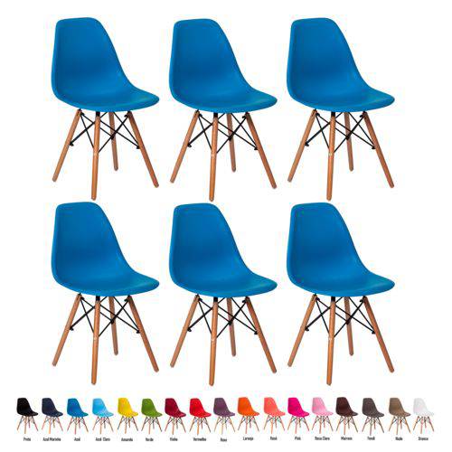 6 Cadeiras Eiffel Eames Dsw Várias Cores - (azul)