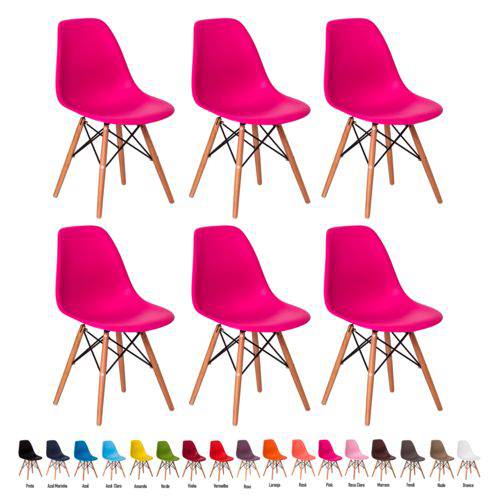 6 Cadeiras Eiffel Eames Dsw Várias Cores - (pink)
