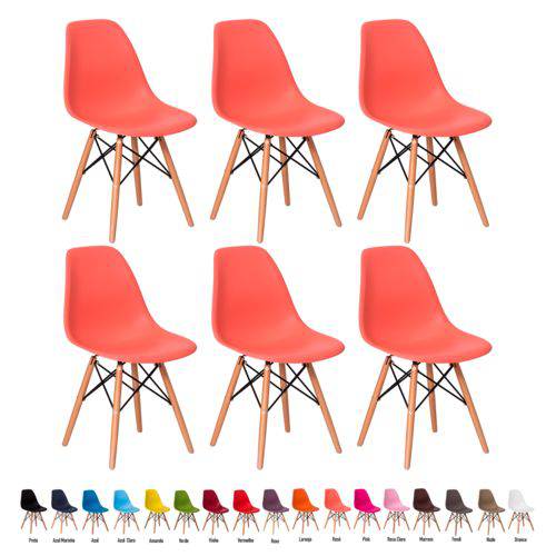 6 Cadeiras Eiffel Eames Dsw Várias Cores - (rose)