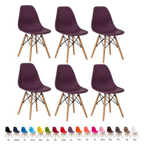 6 Cadeiras Eiffel Eames Dsw Várias Cores - (roxa)