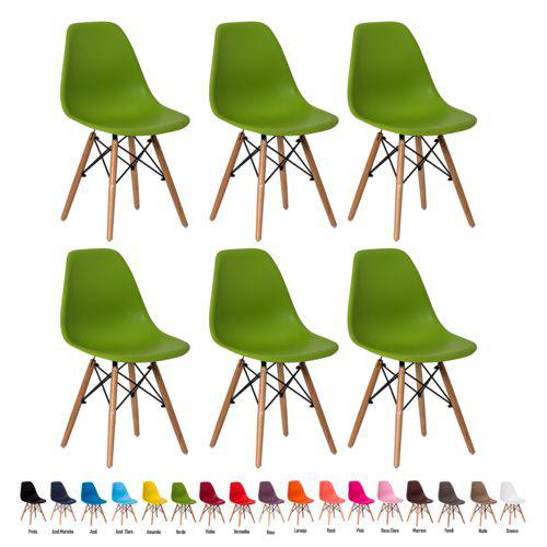 6 Cadeiras Eiffel Eames Dsw Várias Cores - (verde)