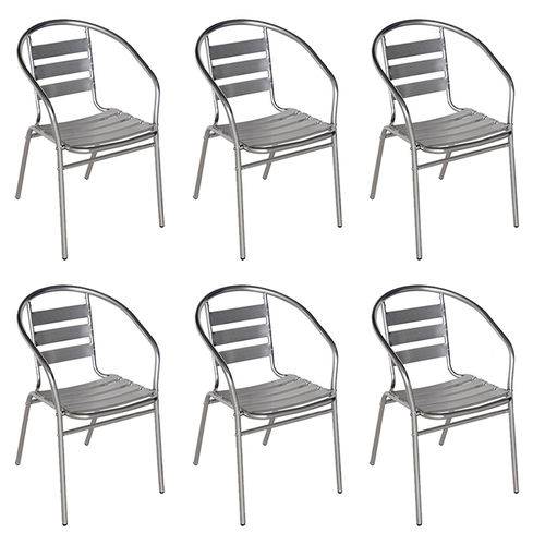 6 Cadeiras Poltrona em Alumínio para Jardim/áreas Externas - Mor