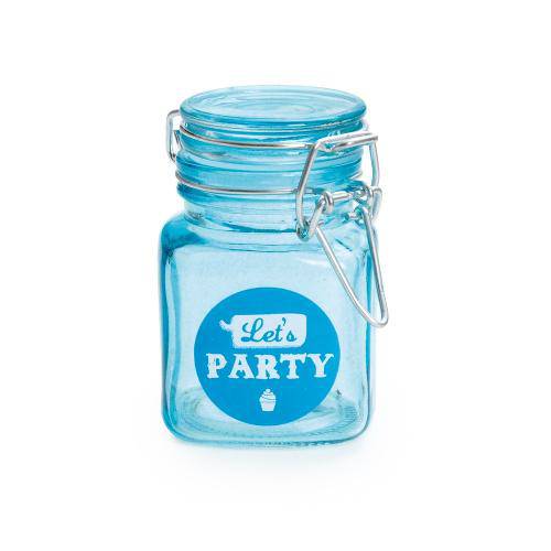 6 Potinhos de Vidro Hermético Azul Lets Party Decoração Festas