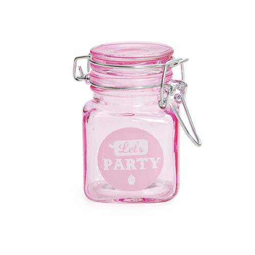 6 Potinhos de Vidro Hermético Rosa Lets Party Decoração Festas