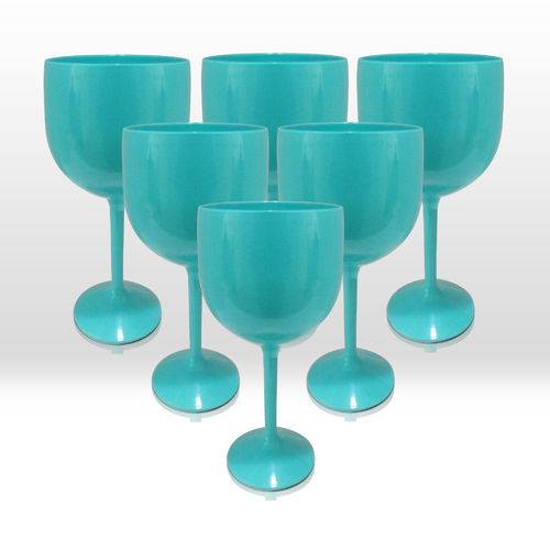 6 Taças para Gin Tônica Acrílico Azul Tiffany 550 Ml