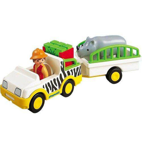 6743 Playmobil 1.2.3. Caminhão Safari com Rinoceronte
