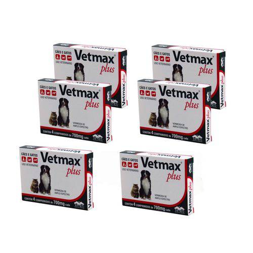 6un Vermífugo Vetmax Plus com 4 Comprimidos de 700mg Cada