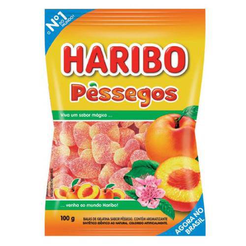 7 Pacotes de Balas Haribo Pêssegos 100g Cada