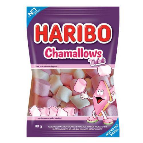 7 Pacotes de Marshmallows Haribo Chamallows Tube 80g Cada