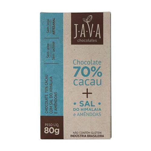 70% com Sal do Himalaia com Amendoas 80g - Java Chocolates