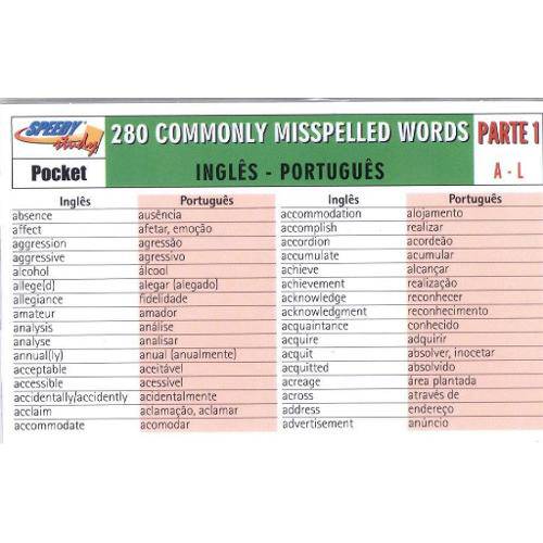 280 Commonly Misspelled Words Parte 1 A-l Ingles-portugues