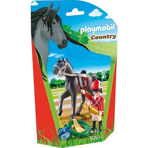 9261 Playmobil Country Cavalo Negro com Joquei