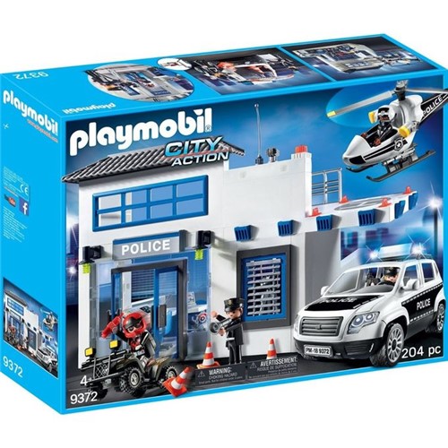 9372 Playmobil - Posto Policial com Heliporto, Carro de Polícia e Helicóptero - PLAYMOBIL