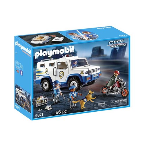 9371 Playmobil - Carro Forte da Polícia Blindado com Policiais e Bandidos - PLAYMOBIL