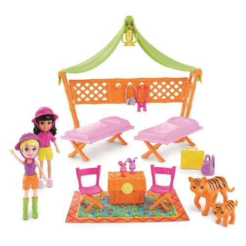 Boneca Polly Pocket Safari Festa do Pijama Aventura na Selva DJB25 - Mattel