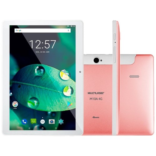 Tablet Multilaser M10 16GB 10,1 4G Wi-Fi Android 8.1 Quad Core Câmera 5 MP Selfie 2MP-Golden Rose