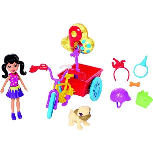 Boneca Polly Pocket Bicicleta Aventura Pet FRY92 - Mattel