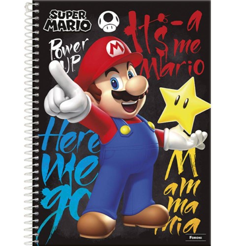 Caderno Espiral Universitário Super Mario 10x1 200 Folhas 33.9491-2-Foroni
