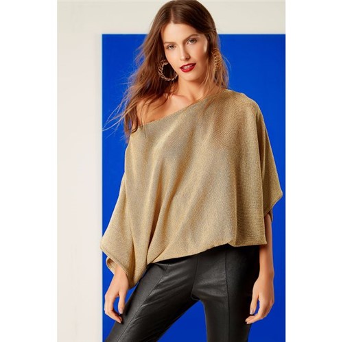 A.Brand | Top Tricot Lurex Ombro a Ombro Marrom Figueira - 38