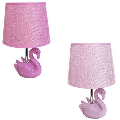 Abajur Luminaria com Cupula e Base de Porcelana Flamingo Colors Bivolt 29 5x18cm