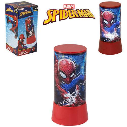 Abajur Luminaria Infantil de Led a Pilha Homem Aranha Spider Man na Caixa
