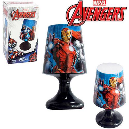 Abajur Luminaria Infantil de Led a Pilha Vingadores Avengers na Caixa