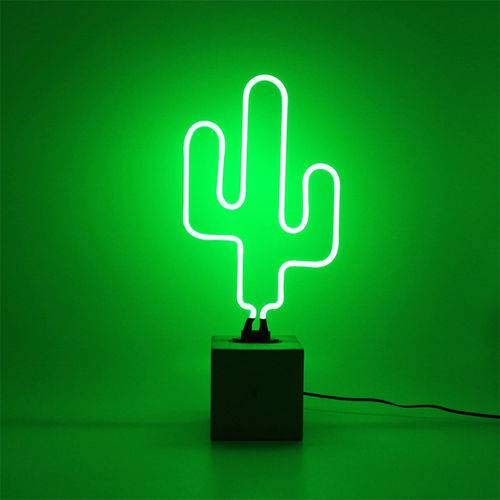 Abajur Luminária Mesa Decorativo Cactus Cor Verde Plástico