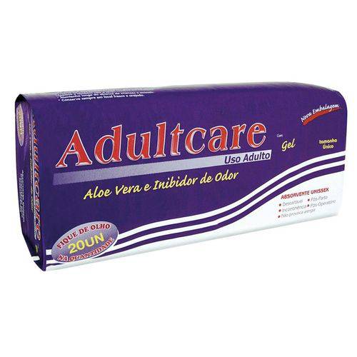 Absorvente Adulto Adultcare Plus Unissex - Tamanho Unico - 20 Unidades.