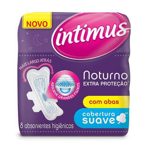 Absorvente Intimus Gel Noturno Extra Proteção Suave com Abas com 8