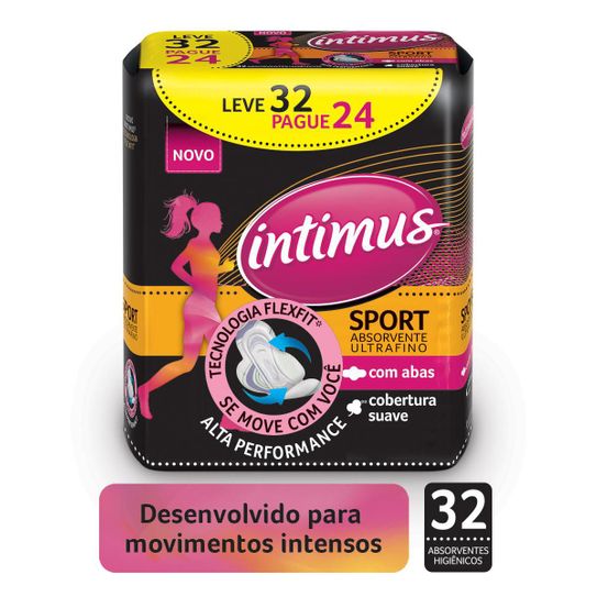 Absorvente Intimus Sport Suave com Abas Leve 32 Pague 24