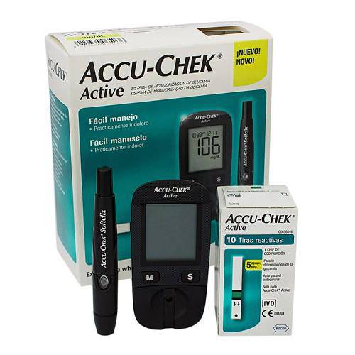 Accu-Chek Active Kit Monitor de Glicemia Completo (Lancetador+ Lancetas+ Tiras Chip+ Monitor+Estojo)