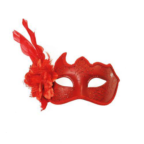 Acessório Carnaval Festa Fantasia Mascara Eneza Flor Vermelho