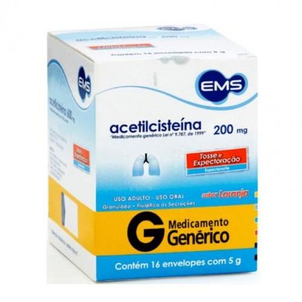 Acetilcisteina 200mg 16 Envelopes de 5g Generico Ems