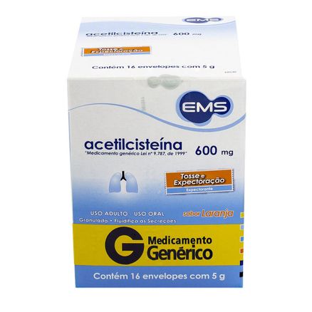 Acetilcisteina 600mg 16 Envelopes de 5g Generico Ems