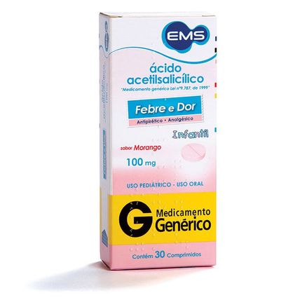 Ácido Acetilsalicílico 100mg 30 Comprimidos Generico Ems