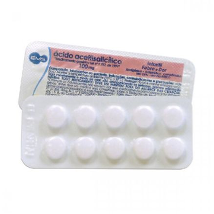 Ácido Acetilsalicílico 100mg 10 Comprimidos Generico Ems