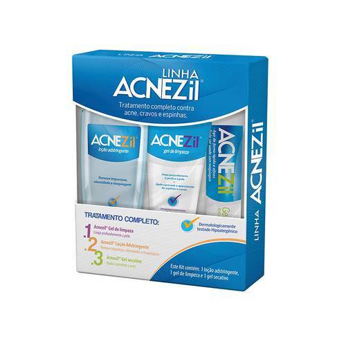 Acnezil Kit de Tratamento Completo com Loção Adstringente Gel de Limpeza Gel Secativo